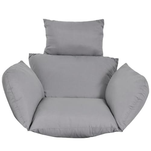 Stuhlkissenbezüge, 1 Set, farbecht, waschbar, Polyester-Kissenbezüge mit Reißverschluss und Bindeband für Hängesessel/Eierstuhl/Schaukelstuhl, grau, Hängesesselkissen, Eierstuhlkissen, Schaukelst