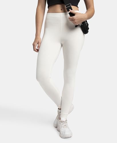 Image of Jockey AW87 Women's Super Combed Cotton Elastane Stretch High Rise Leggings with Ultrasoft Waistband