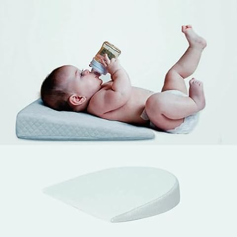 UMKJOY 1-12 Monthes Wedge Pillow Memory Foam Wedge Pillow Cushion Nursing Pillow Back & Body Supports Help Feeding (Light Blue), 12.99 x 12.99 x 2.76 in Cover