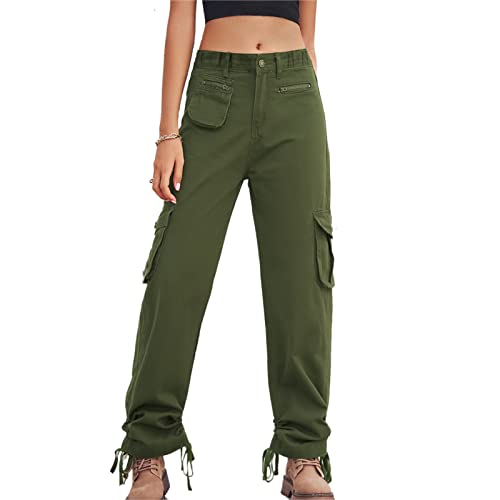 Pantalones Cargo Largos, Bolsillos Múltiples Pantalones Cargo Mujer Fibra De Poliéster Transpirable Ajustar La Longitud De Moda para Actividades Al Aire Libre (L)