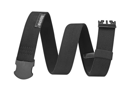MACBORO Mens Belts Stretchable Stretch Elastic Belt Nickel Free Tsa Approved Plastic Non Metal Hypoallergenic Metal Free Belts Men Black