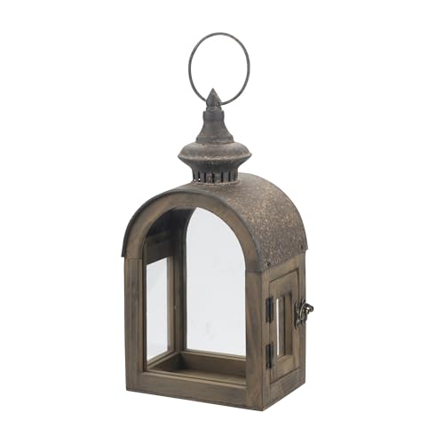 12" High Wooden Dome Lantern Made of Solid Fir Wood