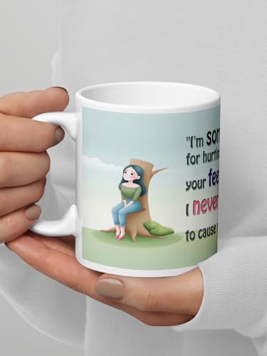Image of Better Gift Flowers Sorry Mug with Message, Round Shaped Multicolor Themed Coffee Mugs, Mug for Gifting, Gifting Items for Family, Friends & Closed Ones