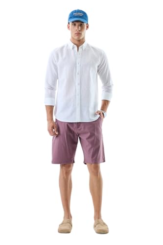 Image of SNITCH Men Casual Shorts | Regular Fit Mid Rise Solid Pattern | 100% Cotton Smooth Texture with Drawstring Closure & Elastic Waistband for Summer & Club Wear