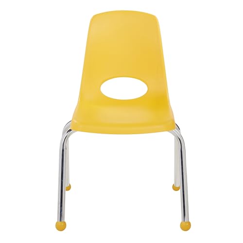 Image of Factory Direct Partners 14 inch School Chairs, Stackable Kids Classroom Chair, Set of 4 Stacking Student Chair with Ball Glides For 1st-3rd Grade, Elementary & After-School Programs, Assorted Colors