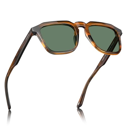 Carfia Acetate Classic Square Polarized Sunglasses For Men Uv400 Lenses Hand-Crafted Frame Outdoor Eyewear cover