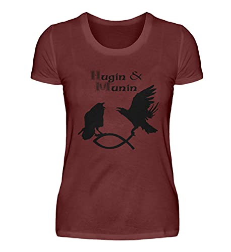T-shirt femme de qualité supérieure Hugin & Munin rouge M au coton robuste