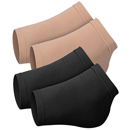 SHERCHPRY 2Pairs Breathable Silicone Heel Sleeves Portable Moisturizing Heel Socks for Cracked Comfortable Foot Care for Men and Women Skin Color