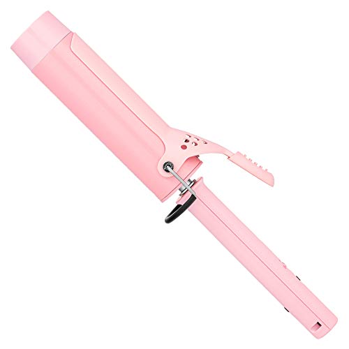 VODANA Professional GlamWave Plus Ceramic Curling Iron, Free Voltage, Natural Curls, Large Barrel Hair Curler, Curling Wand (1.57 inch, Pink)