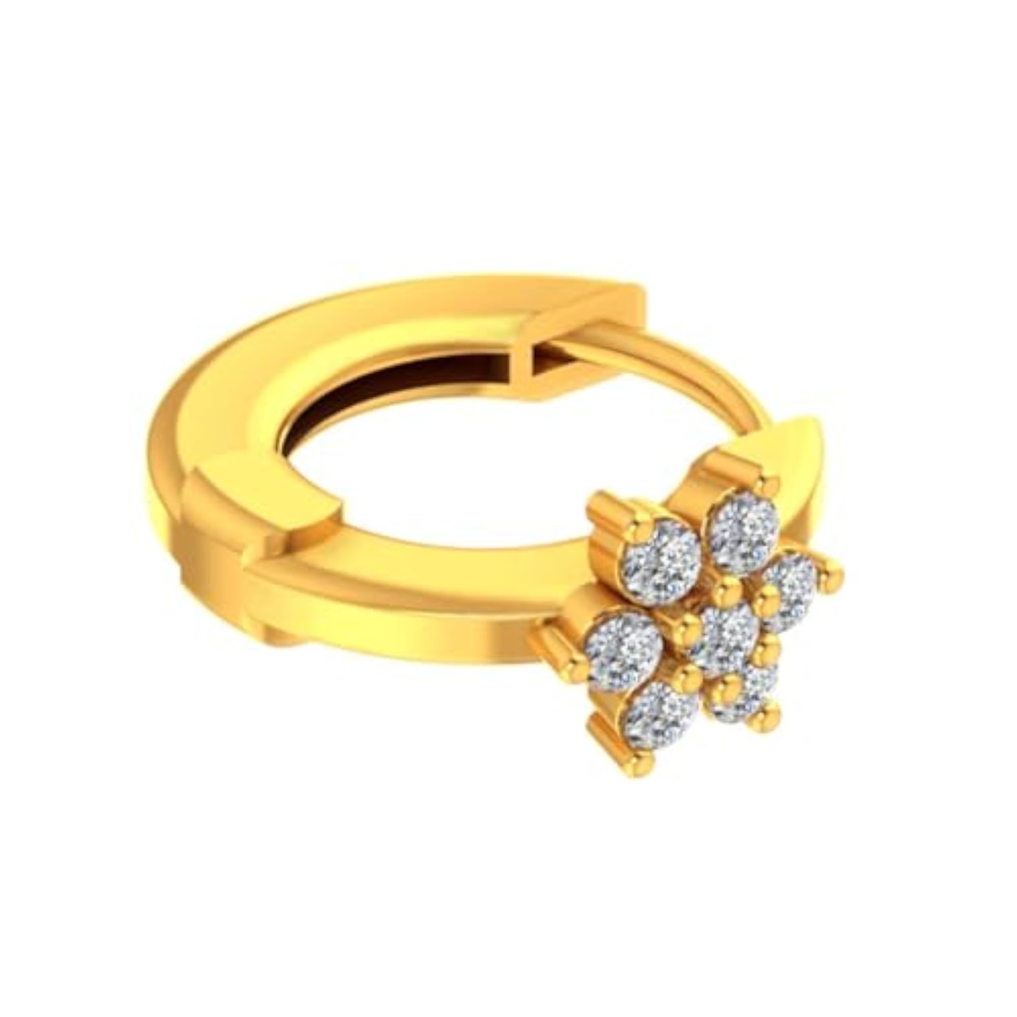 Women's 14Kt Yellow Gold Diamond Sitara Cluster Nose Ring