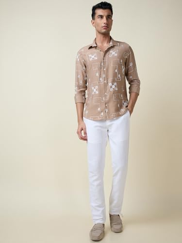 Image of Thomas Scott Mens Regular Fit Embroidered Full Sleeves Casual Shirt