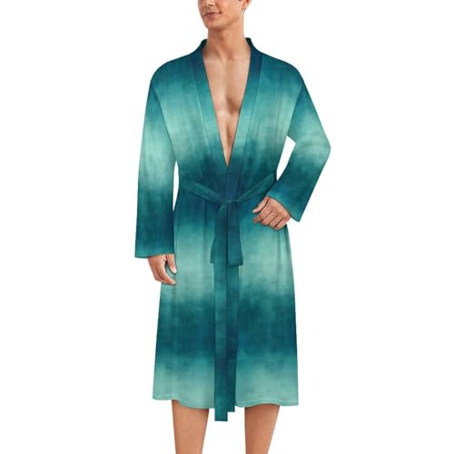 Peignoir de bain homme kimono léger vert clair imprimé chic