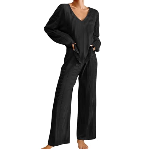 Pyjama en tricot côtelé pour femmes ensemble loungewear