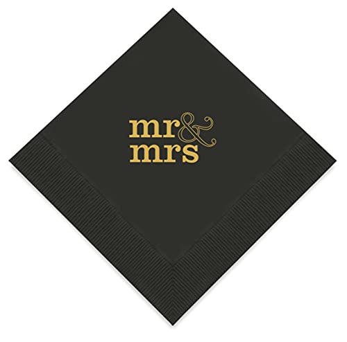 Serviettes de cocktail feuille d'or Weddingstar 3 plis noires