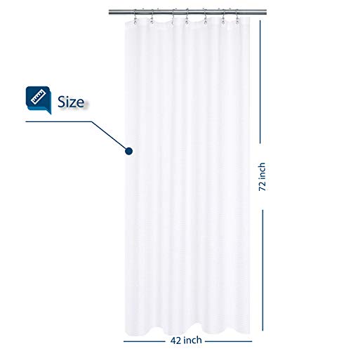 Image of Barossa Design Small Stall Shower Curtain Fabric 42 inch Wide, Waffle Weave, Hotel Luxury Spa, 230 GSM Heavyweight, Water Repellent, Machine Washable, White Pique Pattern Decorative Bathroom Curtain