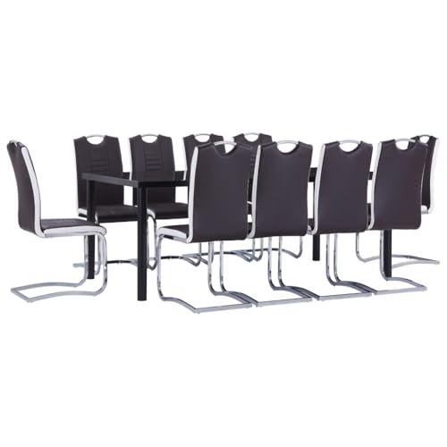Vetnasa Juego de Comedor 11 Piezas Cuero sintético marrón Mobiliario, Conjuntos de Muebles, Conjuntos de Muebles para cocinas y comedores Brown 97,85 KG