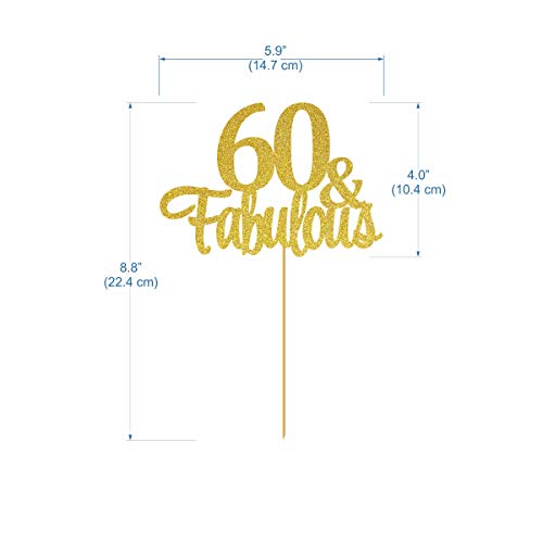 Gold Glitter 60 & Fabulous 60th Birthday Cake Topper