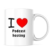 Taza de café con texto 'I Love Podcast Hosting', regalos para ella, él, taza de café de 11 onzas