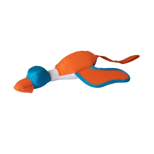 Chuckit! Flying Duck Fetch Slingshot Dog Toy, Orange & Blue – Crinkle Fabric Duck for Outdoor Fetch, Medium to Large Dogs Up to 100 lb – High‑Flight Slingshot Design, Durable Construction – Pack of 1