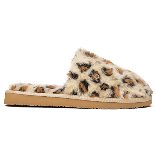 Minnetonka Women's Lora Slipper, Cream Leopard Print, 6 M2