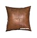 Funda de cojín de piel auténtica gruesa, color marrón tostado decorativa para sofá, funda de cojín de piel marrón (50,8 x 50,8 cm)