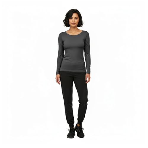 Image of Natural Uniforms Women's Long Sleeve Underscrub T-Shirt - Cotton Blend Scrub Base Layer for Nurses & Medical Professionals