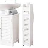Andula隙間収納、トイレ収納ラック、玄関収納ラック、トイレットペーパーストッカースリム、防水 扉付き 棚、コーナーラック サニタリー ラック、トイレ収納棚 玄関/洗面所/寝室/書斎/リビングルームなどの隙間に、小さなトイレに適用 ...