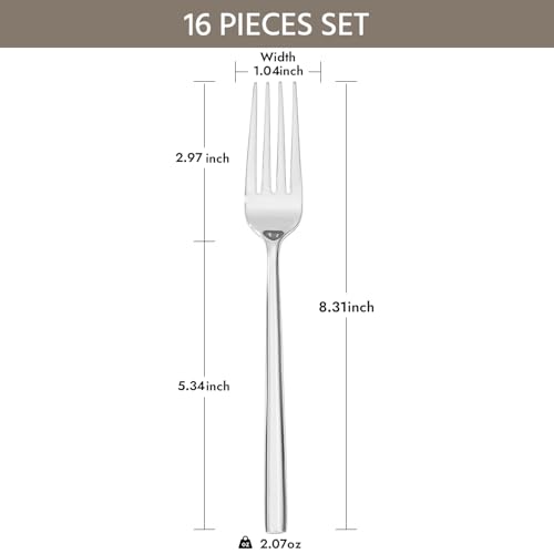 KINGSTONE 16 Piece Dinner Forks Set, Stainless Steel Forks - Image 3