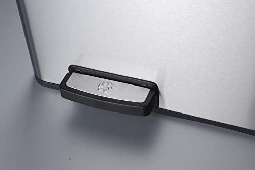 The Step N' Sort 18.5 Gallon Extra Large Capacity, Soft-Step, Dual Trash And Recycling Bin With Removable Inner Bins Silver #TOP5