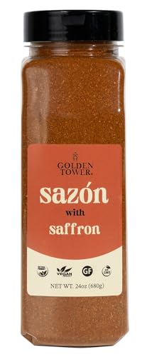 Golden Tower Sazon with Saffron - Sazón Seasoning, All Natural ingredients, Non-GMO, No-MSG, Gluten Free, Vegan, 24 Ounces (Pack of 1)