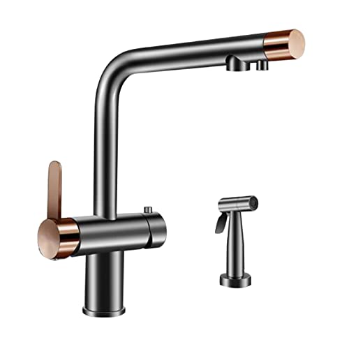 Mitigeur cuisine 3 voies laiton robinet évier multifonction eau filtrée gris