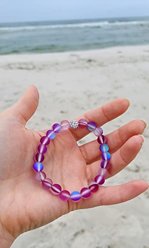 HOPE INSPIRED Mystic Mermaid Glass Bracelet with 8 mm Purple Glowing Moonstone Beads3