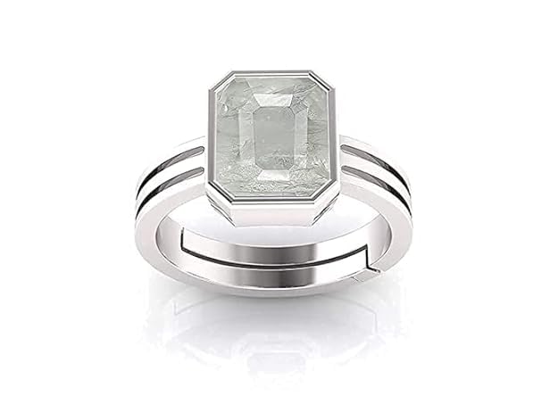 Bague saphir blanc naturel non chauffé en argent réglable pour rayonner au quotidien