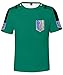 Silver Basic Camiseta de Tamaño Niños Camiseta Attack on Titan para Niños de Manga Corta de Verano Japonés Anime Mikasa Cosplay 150,Verde-1