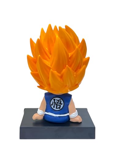 Image of AUGEN Super Hero Goku Blue DBZ Action Figure Limited Edition Bobblehead with Mobile Holder for Car Dashboard, Office Desk & Study Table (Pack of 1)