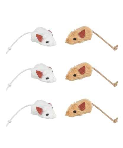 TRIXIE Plush Mice for Cat, 5 cm, Pack of 4, 6-Piece