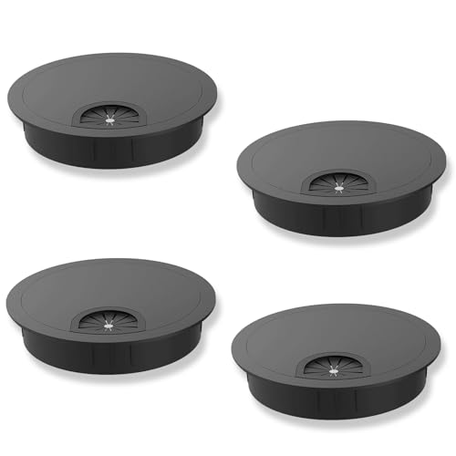 Targonix Pasacables de escritorio de 4 piezas en ABS negro,