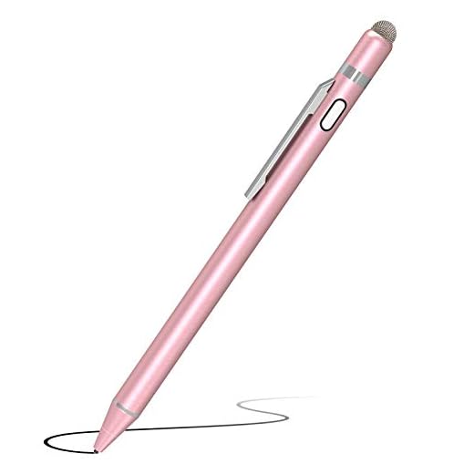 KECOW Stylus Digital Pen for Touch Screens, 1.45mm fine Elastic Tip Rechargeable Pencil Compatible for iPad iPhone Samsung Phone &Tablets,iOS&Android for Drawing&Writing Capactive Pen(Rose Gold)