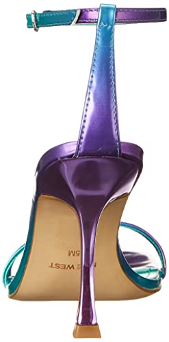 Nine West Women's Yess Heeled Sandal, Purple/Turqoise, 7.5 #TOP2