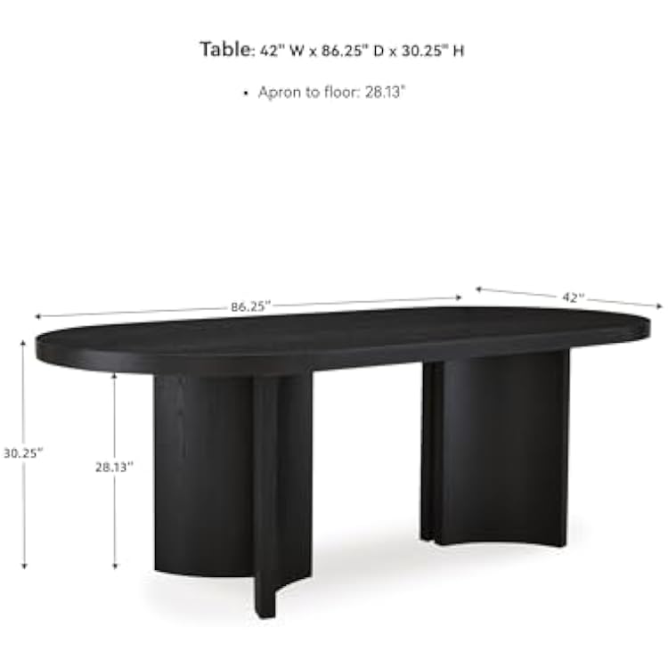 Signature Design by Ashley Rowanbeck Minimalist Dining Table for 8 People, Black