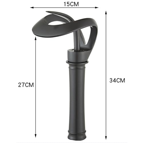 Robinet de salle de bain cascade noir style haut de gamme pour lavabo chic