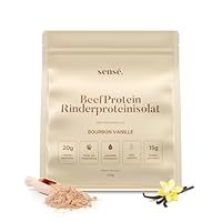 Sensé. Rinderprotein Pulver Vanille 400g -100% natürlich | 21g Protein | Bourbon Vanille & Flohsamenschalen | Bioaktiv | Kollagen 1,2+3 | Knochenbrühe vom Weiderind | Bone Broth | Made in Germany