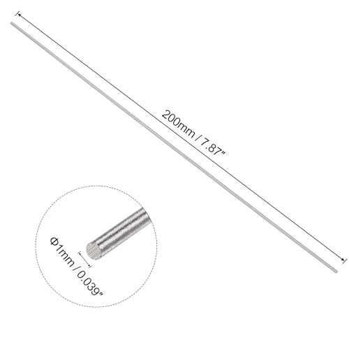 QUARKZMAN 5 Stück Runde Stahlmetallstangen, 1mm x 200mm Hochgeschwindigkeitsstahl (HSS) Drehbankstangenwerkzeug, für Wellengetriebe, Langweilmaschinen, Miniatur-DIY-Bastelarbeiten