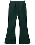 Noomelfish Girls Corduroy Flared Pant Fall Winter Bell Bottoms Trousers with Pockets, Dark Green, Size 11-12 Years