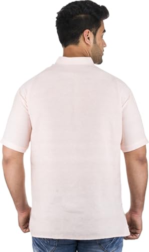 Image of Men's Cotton Short Kurta Without Pant | Mandarin Neck Short Kurta | Half Sleeve Casual Kurta | Traditional Ethnic Regular Kurta | Solid Plain Kurta for Men's (Pack of 1)