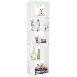 Estanteria 45 Ancho Tidyard Estantería/Divisor Librería de Madera con Cubos y estantes Abiertos, Estantería para Libros Independiente de Espacios aglomerado 45x24x159 cm,Blanco Brillante