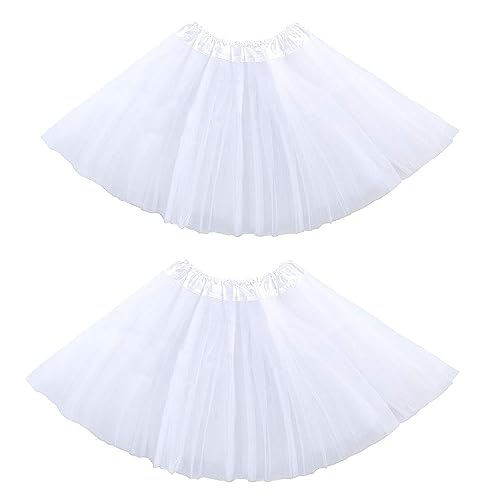RY-EALY Crianças totem saia de balé poncho tule elástico 3 nível disfarce fada princesa dança desempenho carnaval Halloween ano novo vestido de festa 2-8 anos (branco), Branco