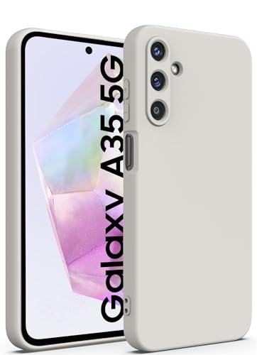 DIZORO Microfiber Candy Case for Samsung A35 5G Smooth Touch Cushion Liquid Soft Silicone Gel Rubber Phone Cases Non-Slip Full Body Protective Shockproof Back Cover -Stone Grey- Best and cheap mobile covers in India