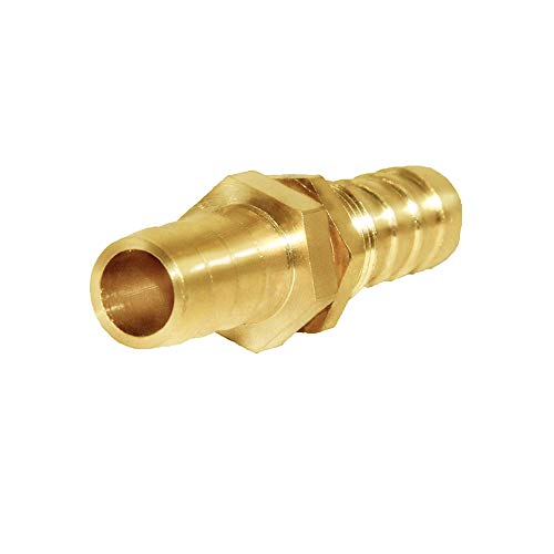 Joywayus 5/16'' Id Hose Barb Thru-Bulk Head Hex Union Brass Fitting With Flat Washer Gasket Water/Fuel/Air #TOP2