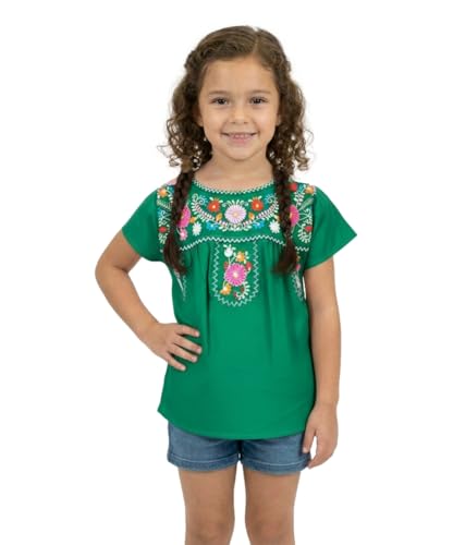 Image of unik Girls Cotton Embroidered Floral Blouse for Birthdays, Cultural Events, Cinco De Mayo